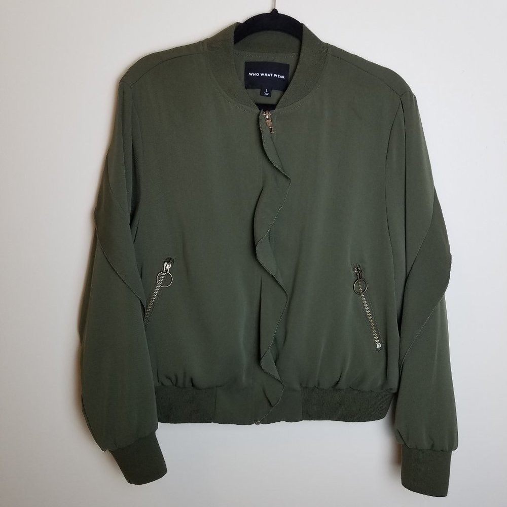 Who What Wear Ruffle Bomber Jacket Size L